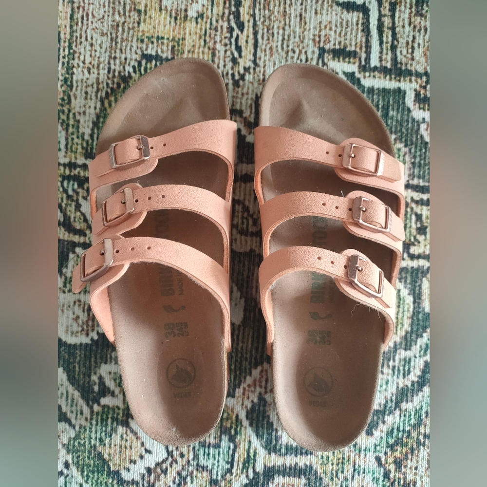 Birkenstock Florida Vegan Leather Soft Rose Sandal size 38